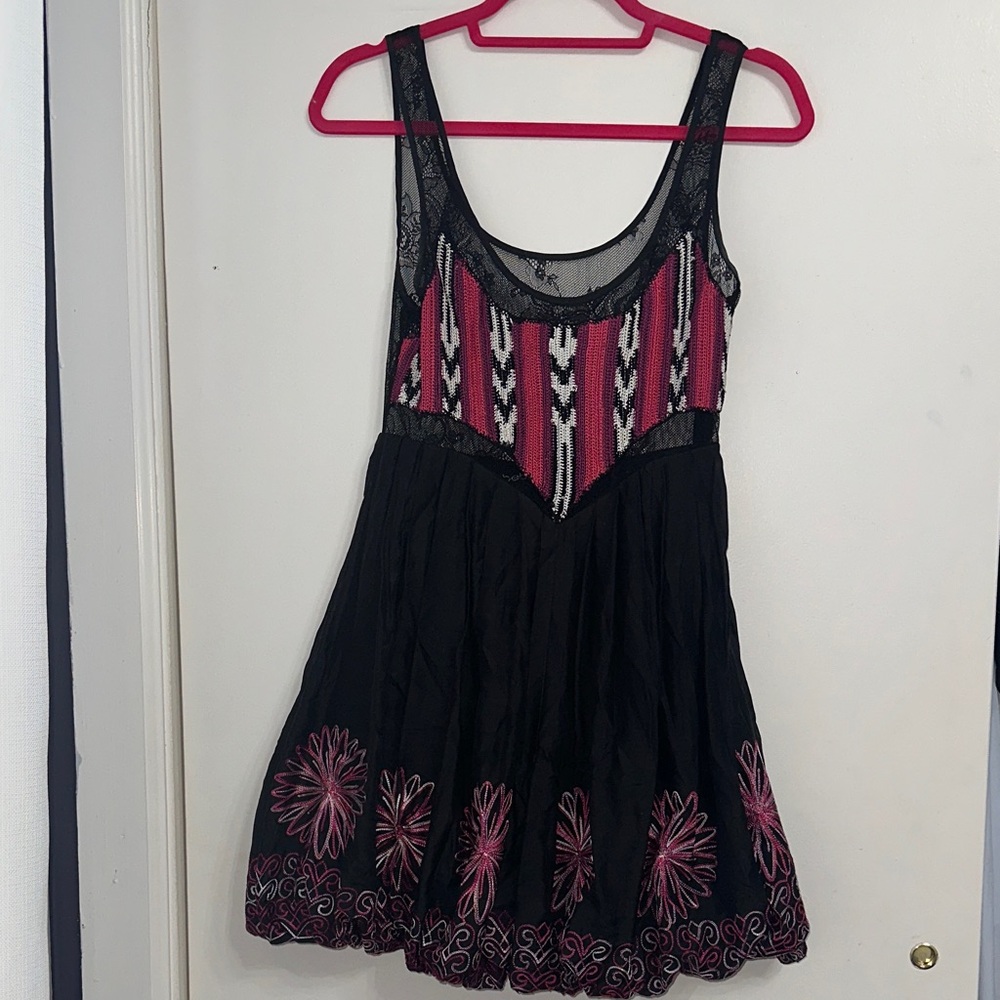bebe Black and Pink Mini Dress